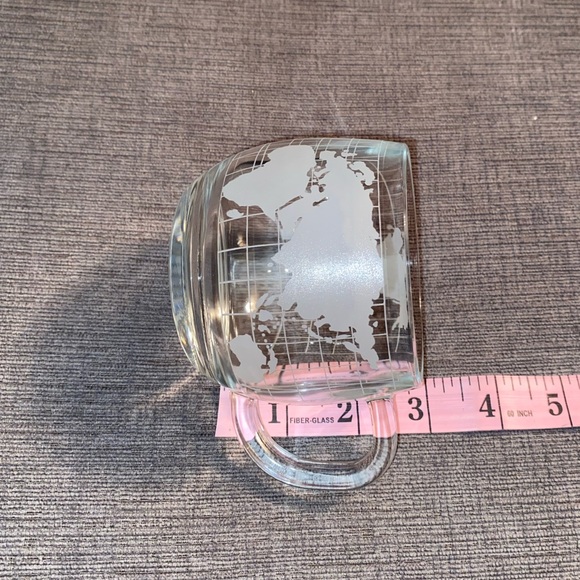 Vtg Nestle Nescafe Etched Glass World Map Mug - Picture 7 of 8